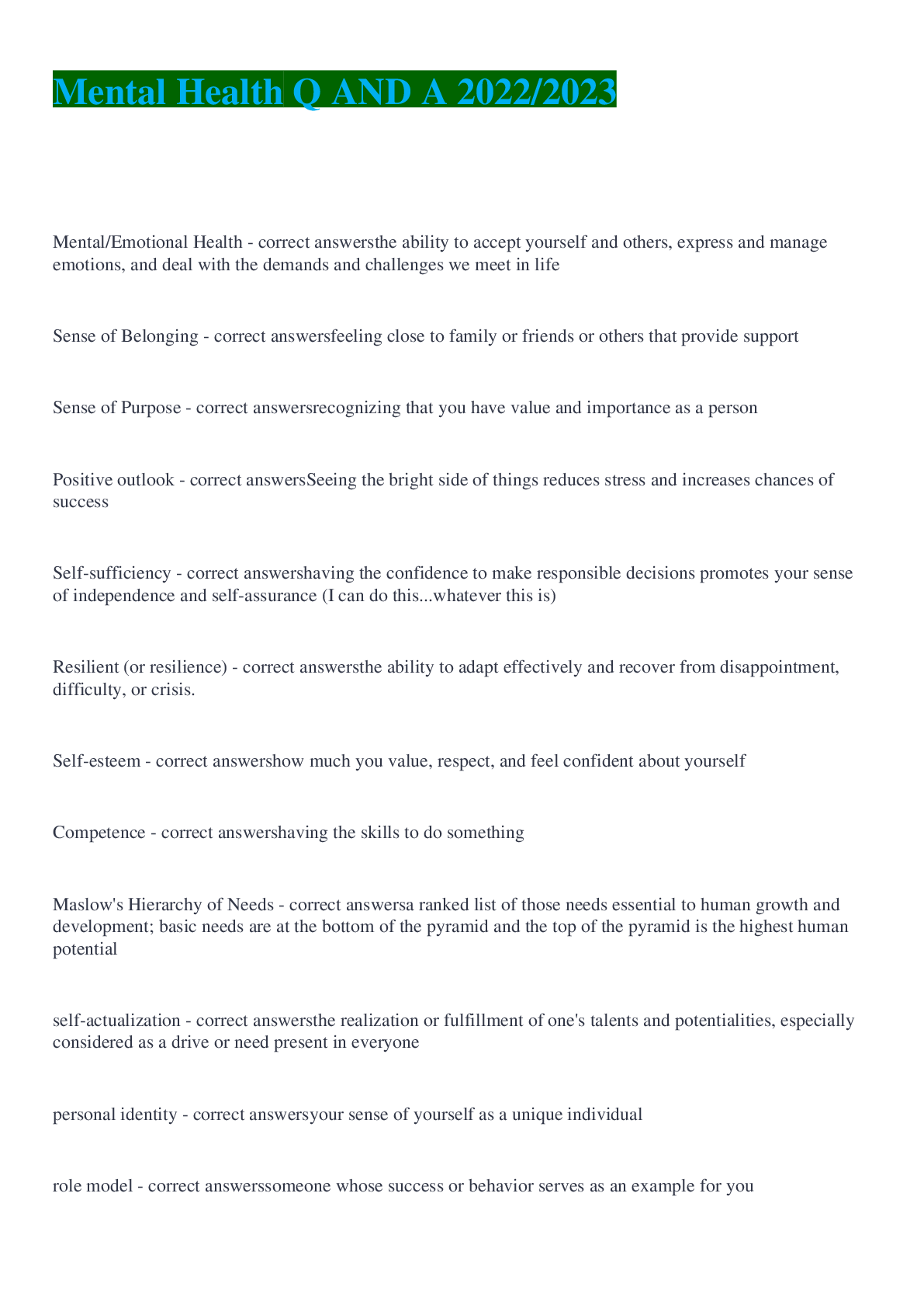 Preview image for Mental Health Q AND A 2022/2023